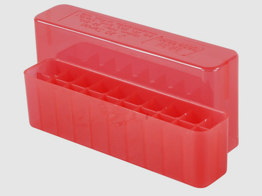 MTM Patronenbox J-20-M-29 rot klar mit Stülpdeckel f. 20 Patronen 6mm PPC u.w.