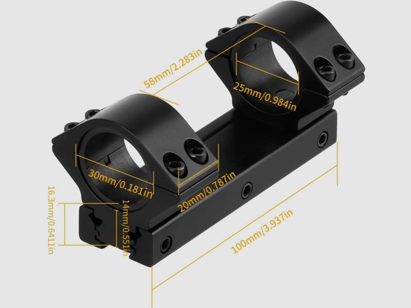 Universal niedrige Montagebasis 25,4 / 30 mm Breite, für 11 / 20 mm Schiene