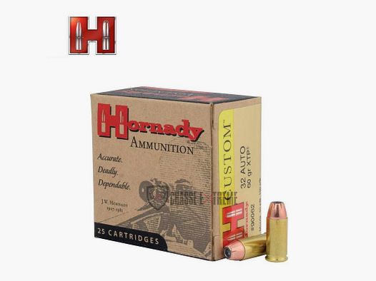 25 Cartucce HORNADY Custom Pistol 32 Auto 60 Gr Xtp