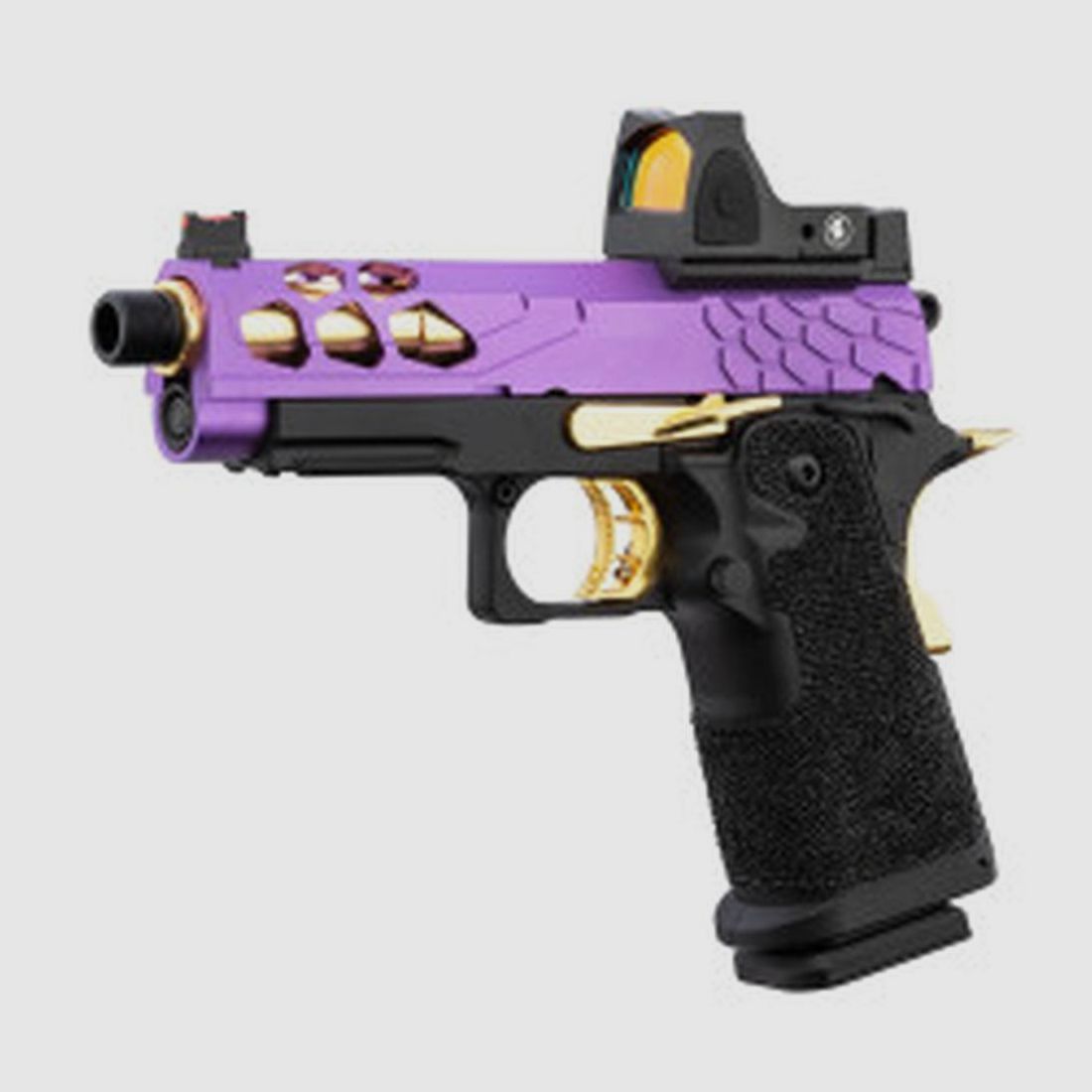 Airsoft-Pistole GBB Stryk Hi-Capa Lancer Tactical - Replik 4.3 mit lila RMR - Erhöhte Präzision und Realismus, Bild 1 von 5