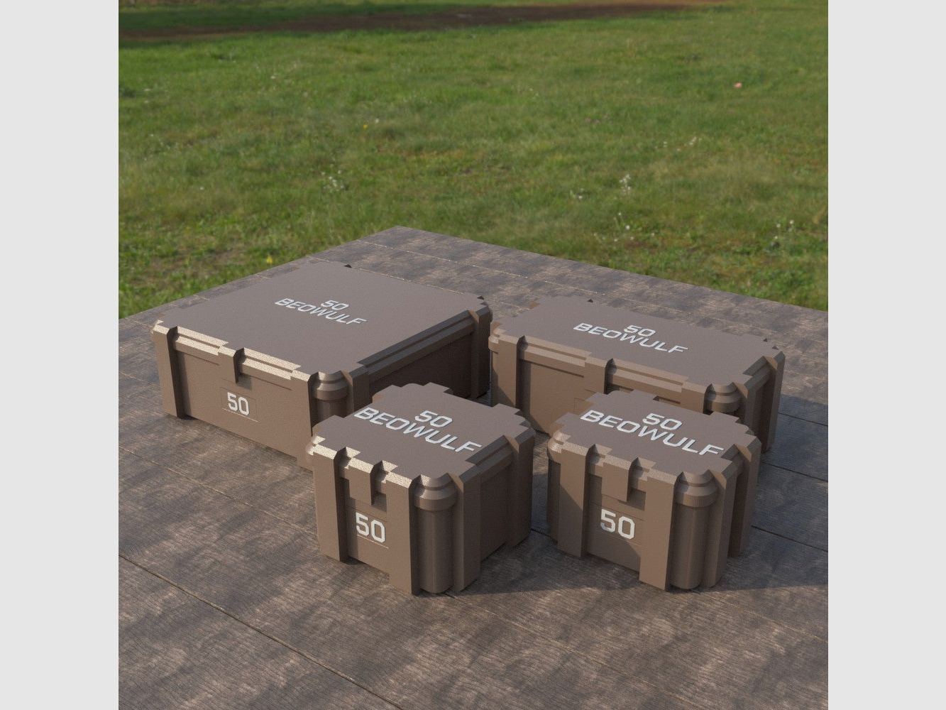 Filamelt Munitionsbox / Ammo Box .50 Beowulf – Patronenbox ‘Klappdeckel’ – 20 / 25 / 50 / 100 Runden
