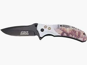 THIRD K2809S Coltello Pieghevole, Manico in Alluminio con Design 3D di Orso, Lama in Acciaio 420 di 10 cm