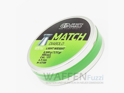 JSB Match Diabolo Kaliber 4,5mm Platkop Licht Gewicht 0,50g