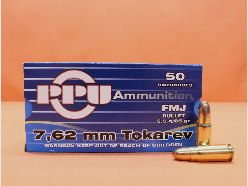 PPU Prvi Partizan Patrone 7,62mmTokarev Prvi Partizan 85grs FMJ VE 50 Patronen (A-147)/ 5,5g Vollmantel