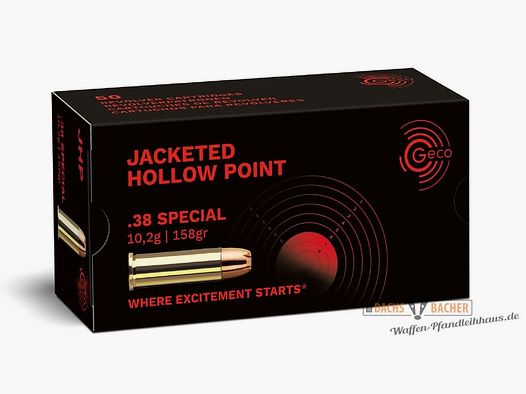 GECO .38 Special JHP Jacketed Hollow Point 10,2g/158gr 50 cartouches