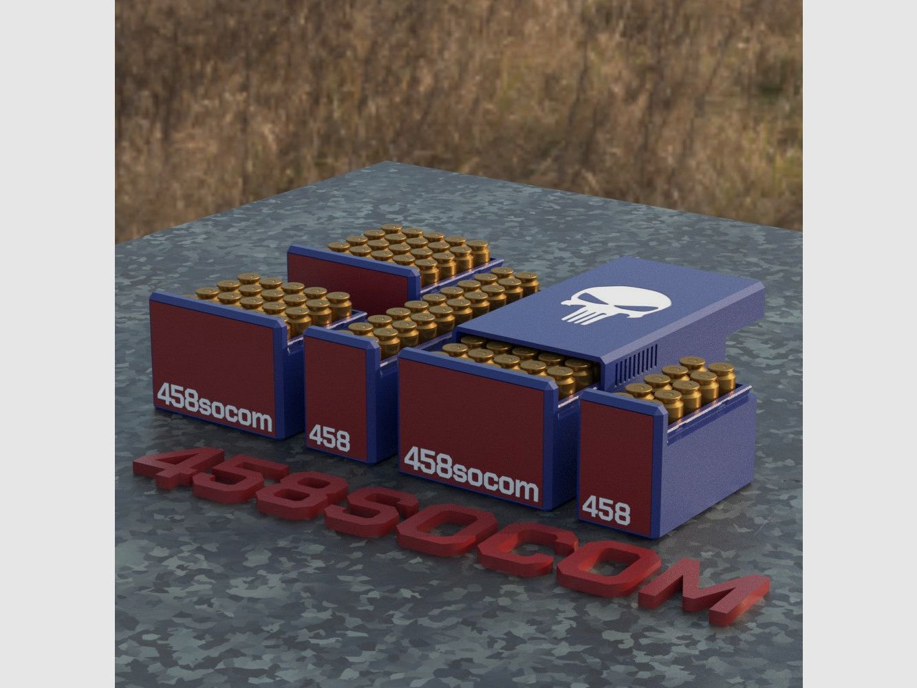 Filamelt ammunition box / Ammo Box .458 SOCOM – cartridge box for 50 rounds, Made in Germany