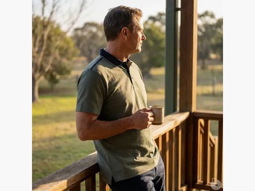 Polo Homme LMA® Col Chemise - Kaki