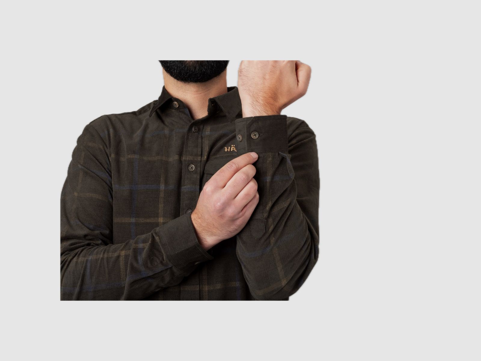 HÄRKILA Kaldfjord Corduroy Check Shirt Shadow Brown