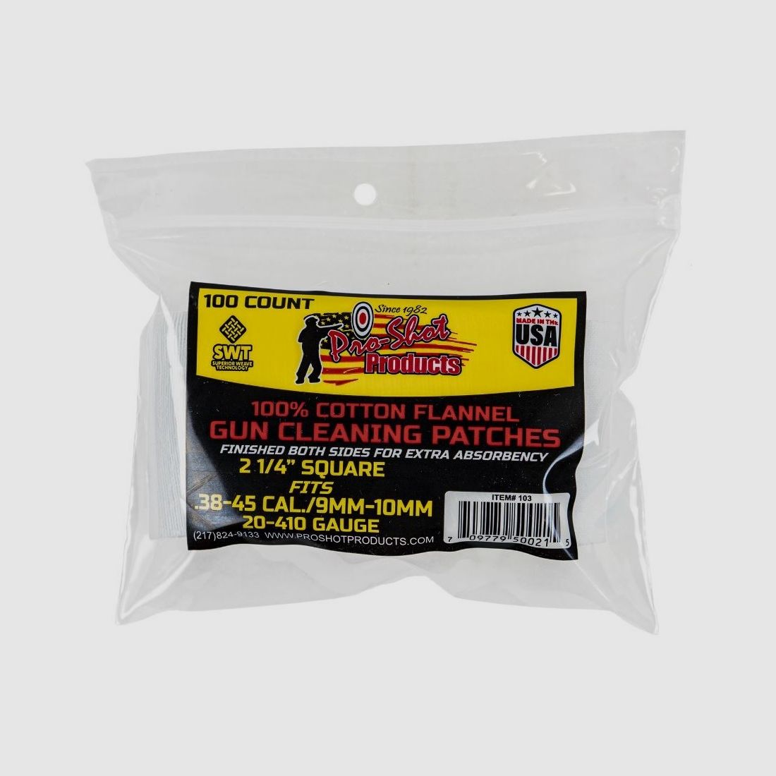 100 Patches 2 1/4" Kwadrat .38-410GA