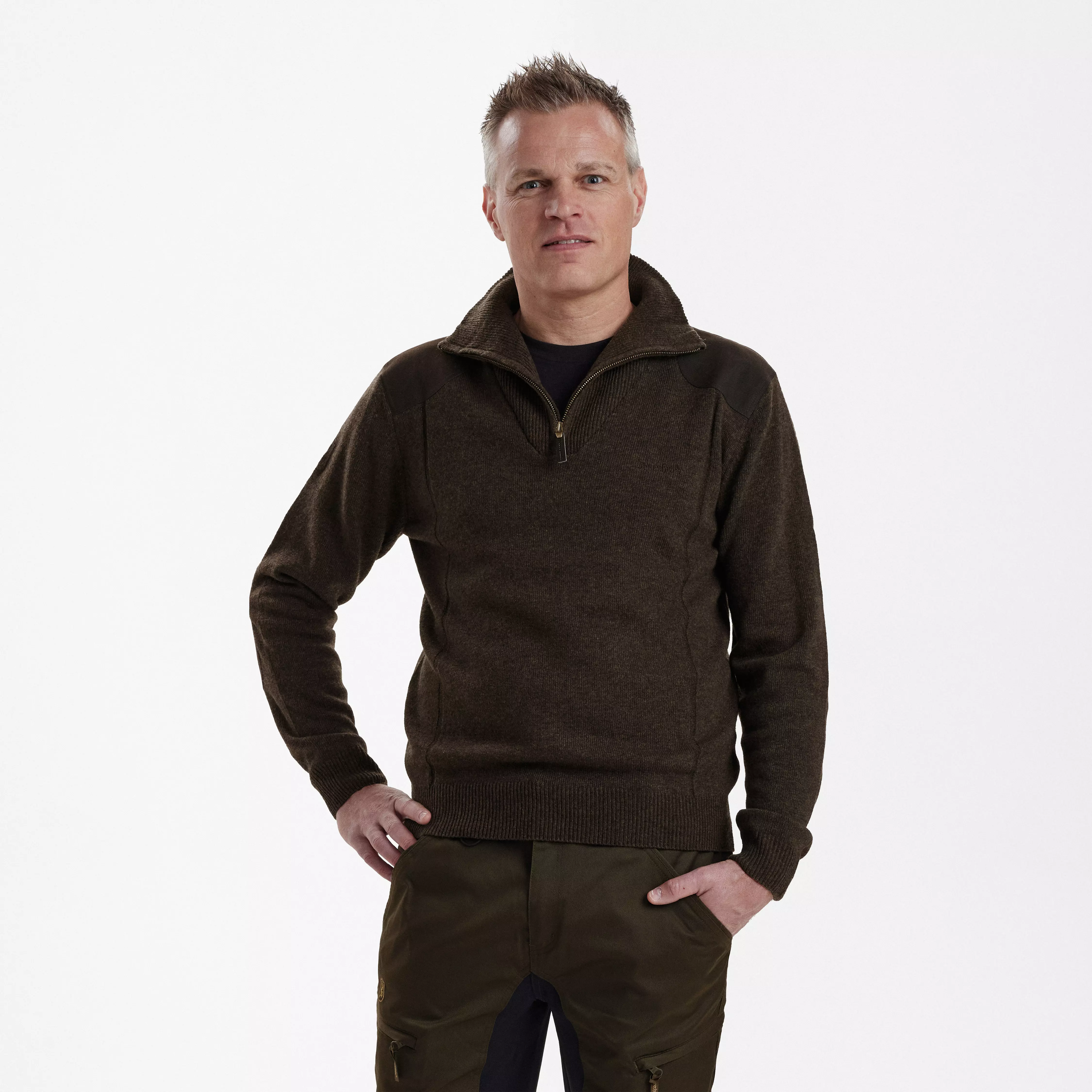 Sheffield knit with zipper - Dark Elm