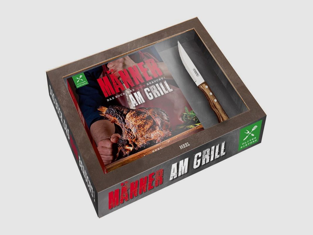 Set de parrilla: libro con cuchillo para carne práctico