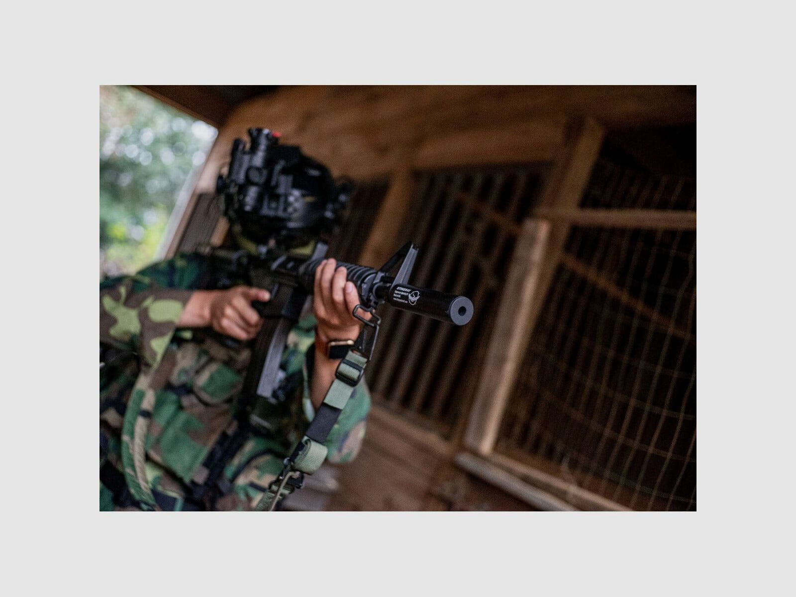 Stingray APKALLU S9 Silenciador de Airsoft de Fibra de Carbono con Reducción de Ruido | 14 mm CCW