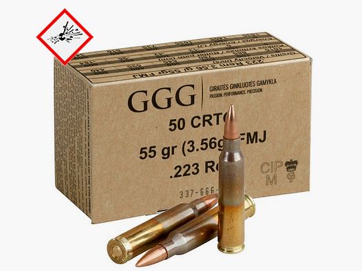 GGG Sportpatronen .223 Rem. FMJ BT 3,6g, 55grs.
