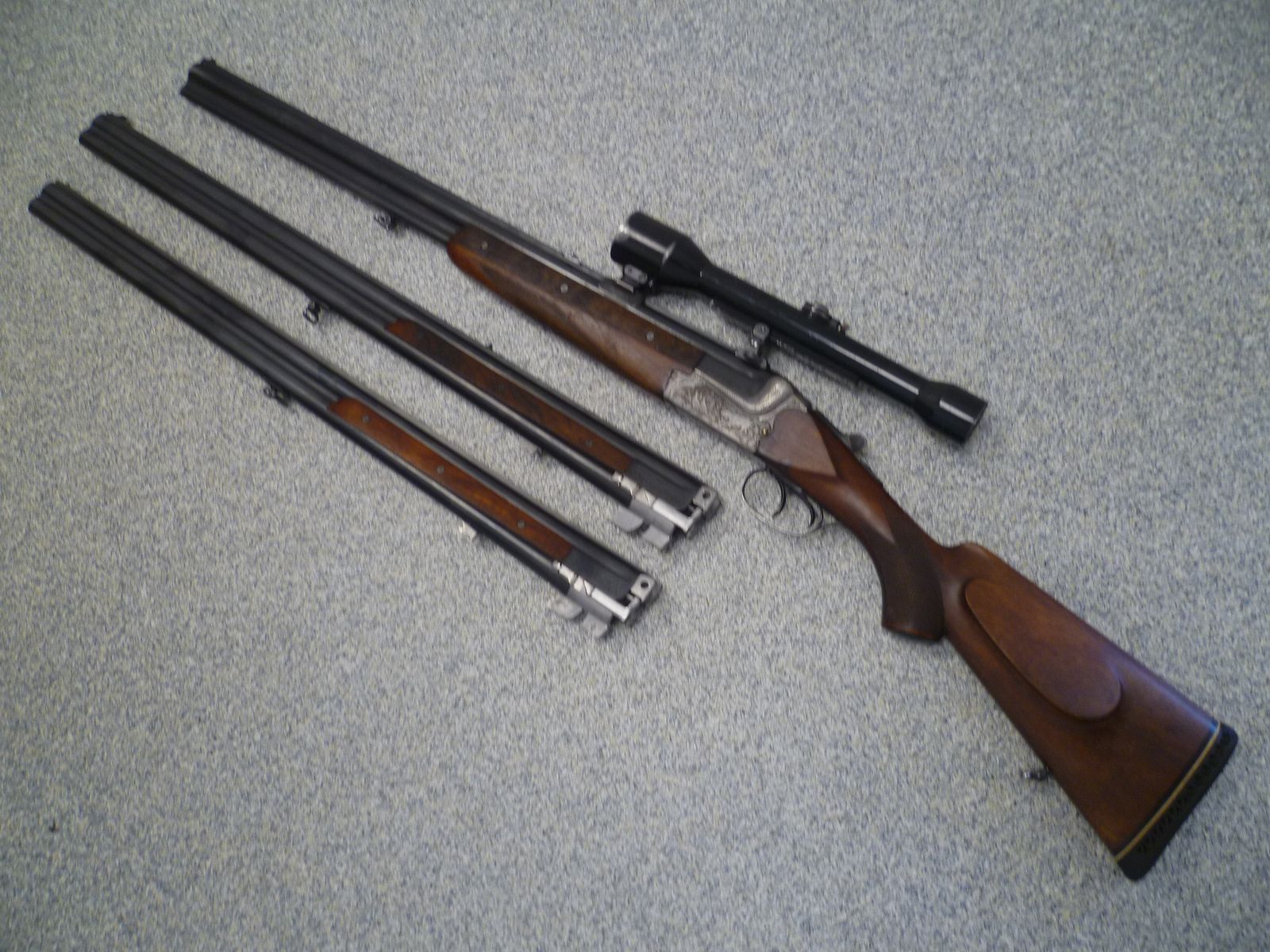 Bockbüchsflinte met 2 BDF-uitwisselingslopen Merkel/Bühag/Adamy 8x57IRS & 12/70 en 12/70