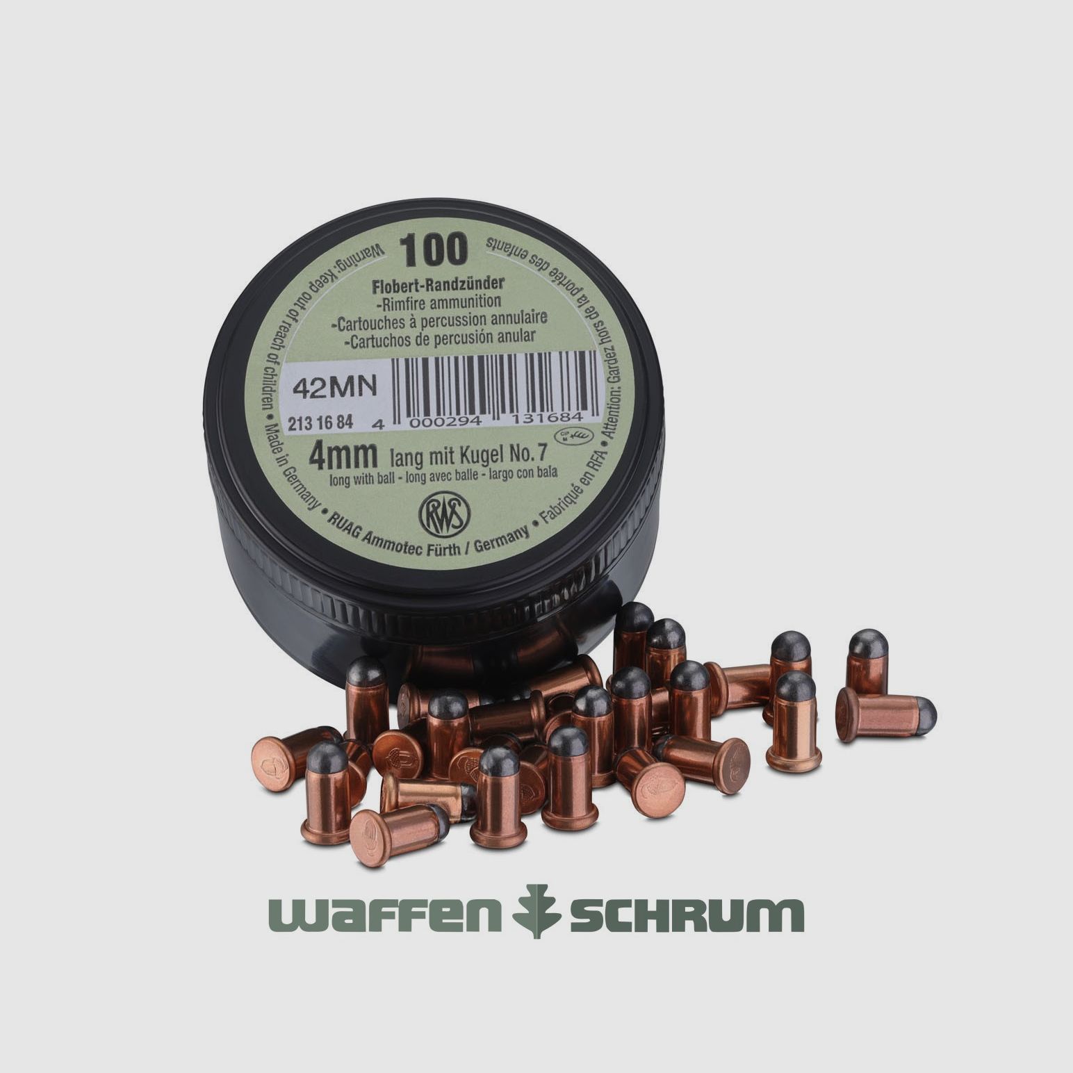 RWS 4mm lang Flobert Randzünder Mit Kugel Nr.7