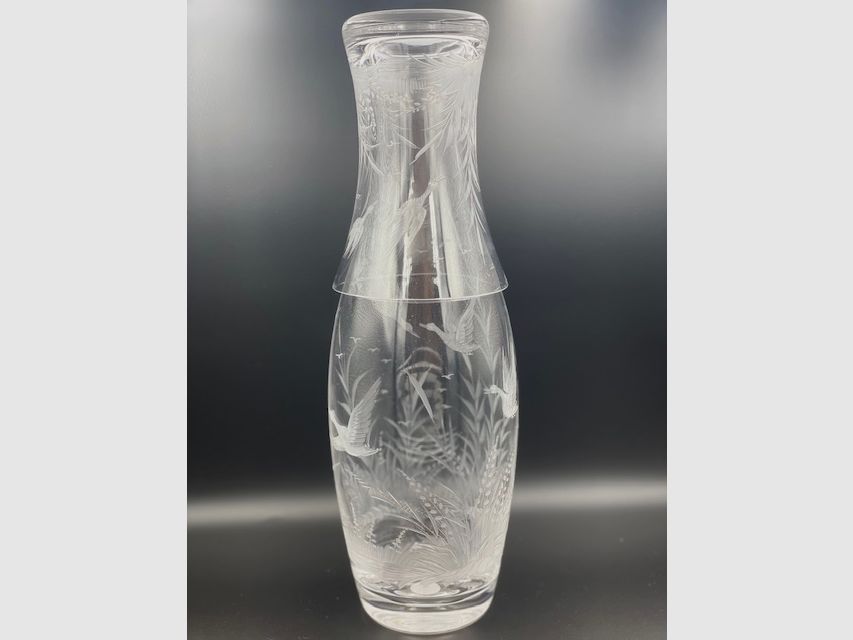 Karaffe mit Glas – Echt Kristall – Entengravur, Bild 2 von 2