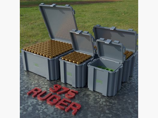 Filamelt ammunition box / .375 Ruger / 'flip lid' / cartridge box, ammo box