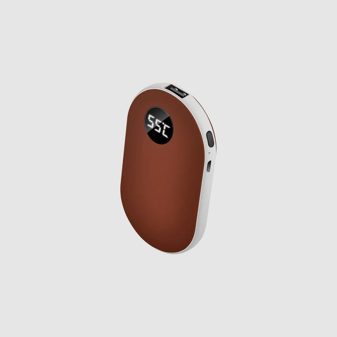 Calentador de manos eléctrico ROJO MARRÓN - recargable por USB - ajustable de 42 a 52 grados