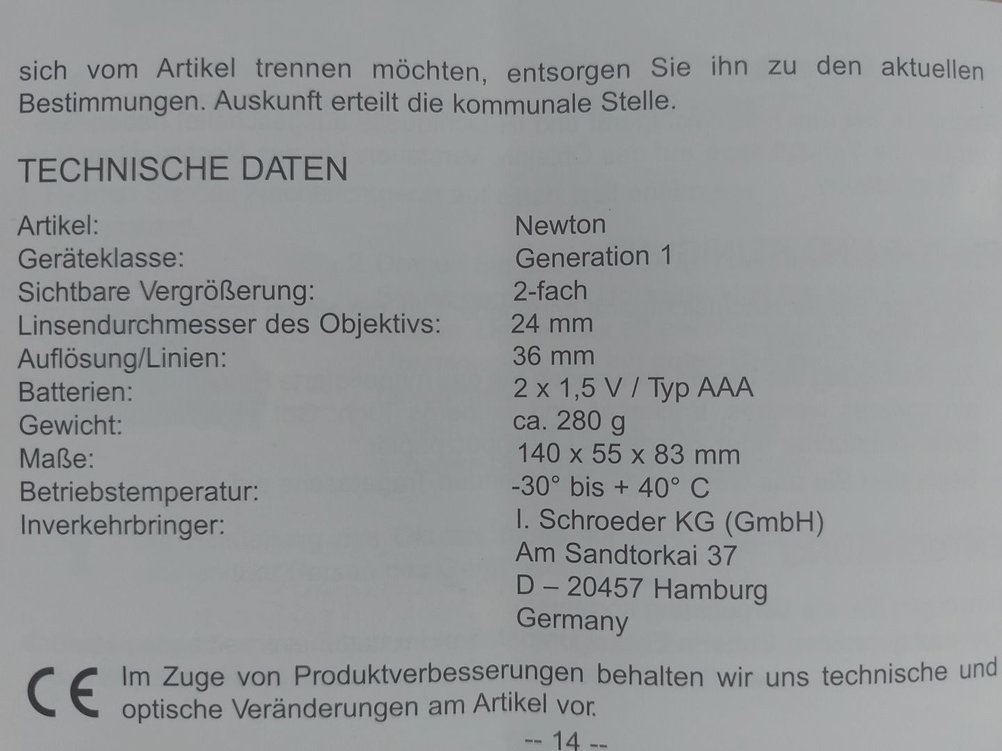 Urządzenie do nocnego widzenia Gen 1