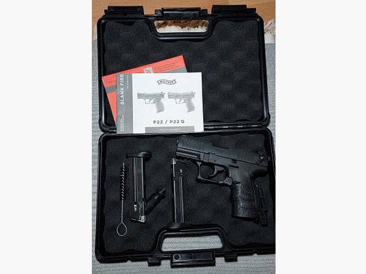 Walther P22Q Schreckschuss Pistole 9mm P.A.K. schwarz mit 2 Magazinen