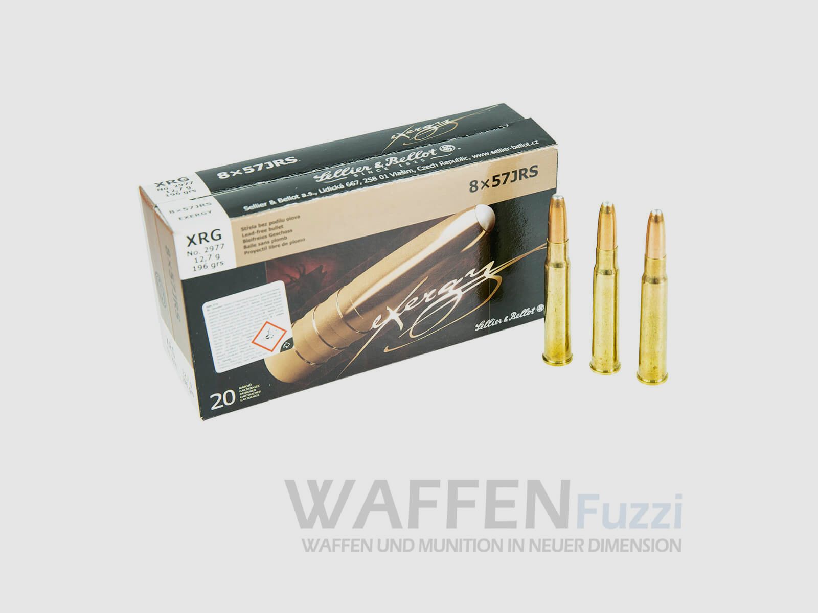 S&B 8x57IRS eXergy XRG lead-free hunting cartridges 196grs