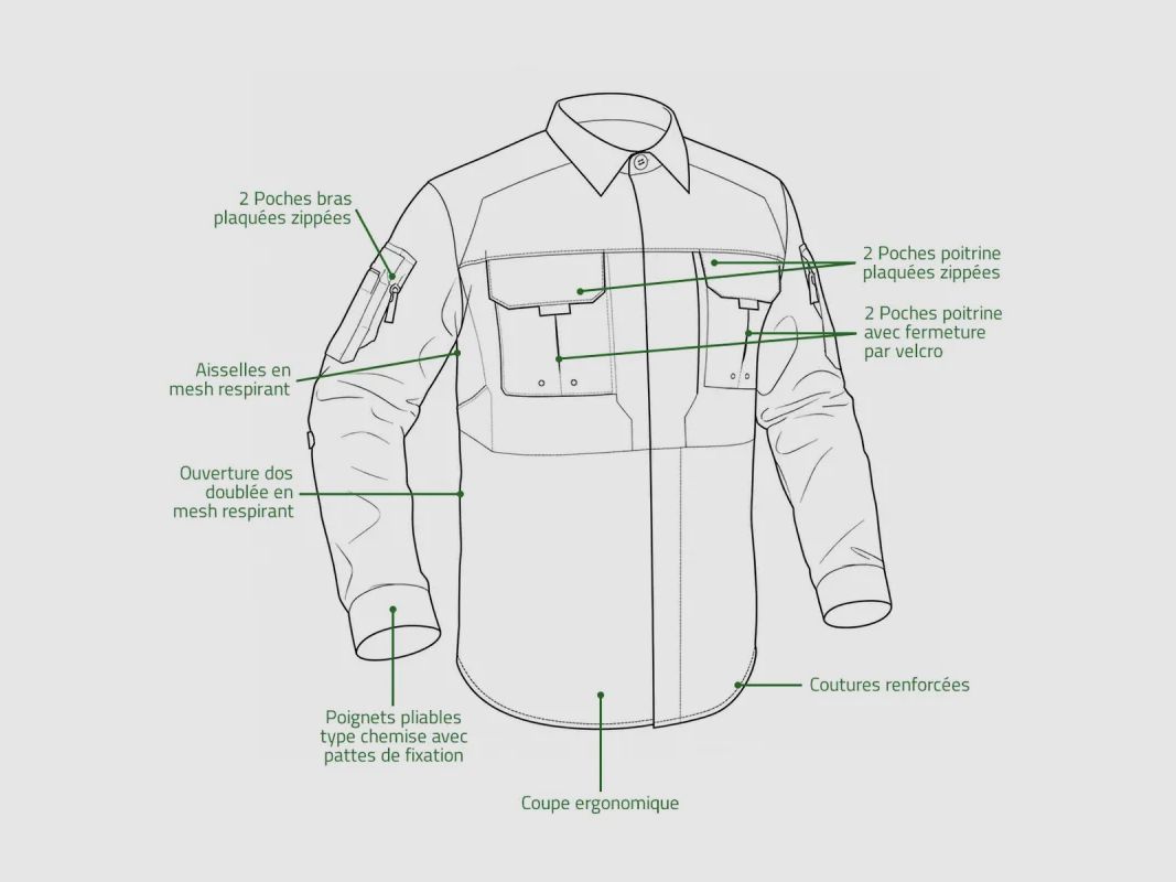 Chemise A10 Equipment Fighter kaki coton polyester à mesh, image 3 sur 14