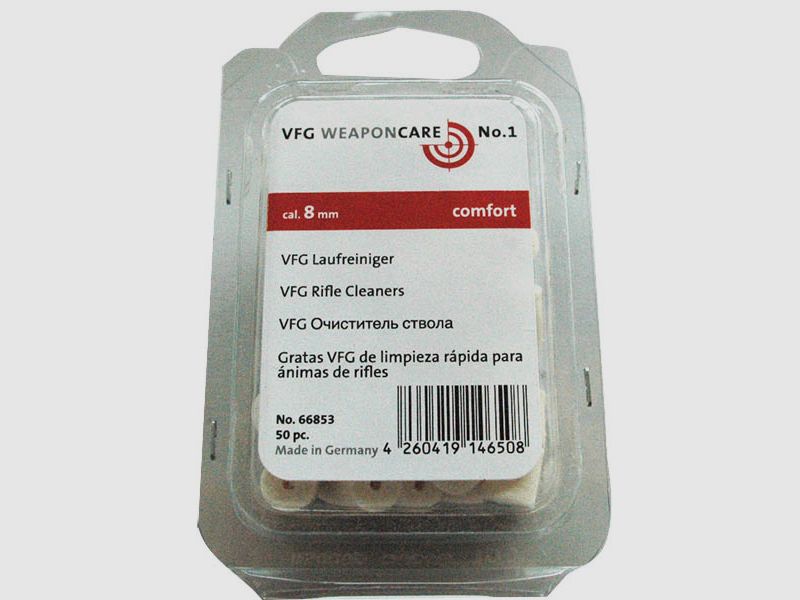 VFG limpiador de cañón de fieltro calibre 8mm Comfort 50 piezas