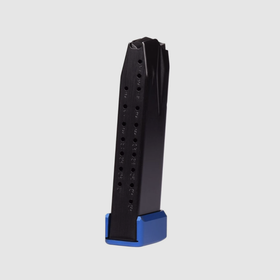 Walther PDP magazijn 18 schoten, blauwe aluminium bodem voor PDP Compact met low-profile magwell