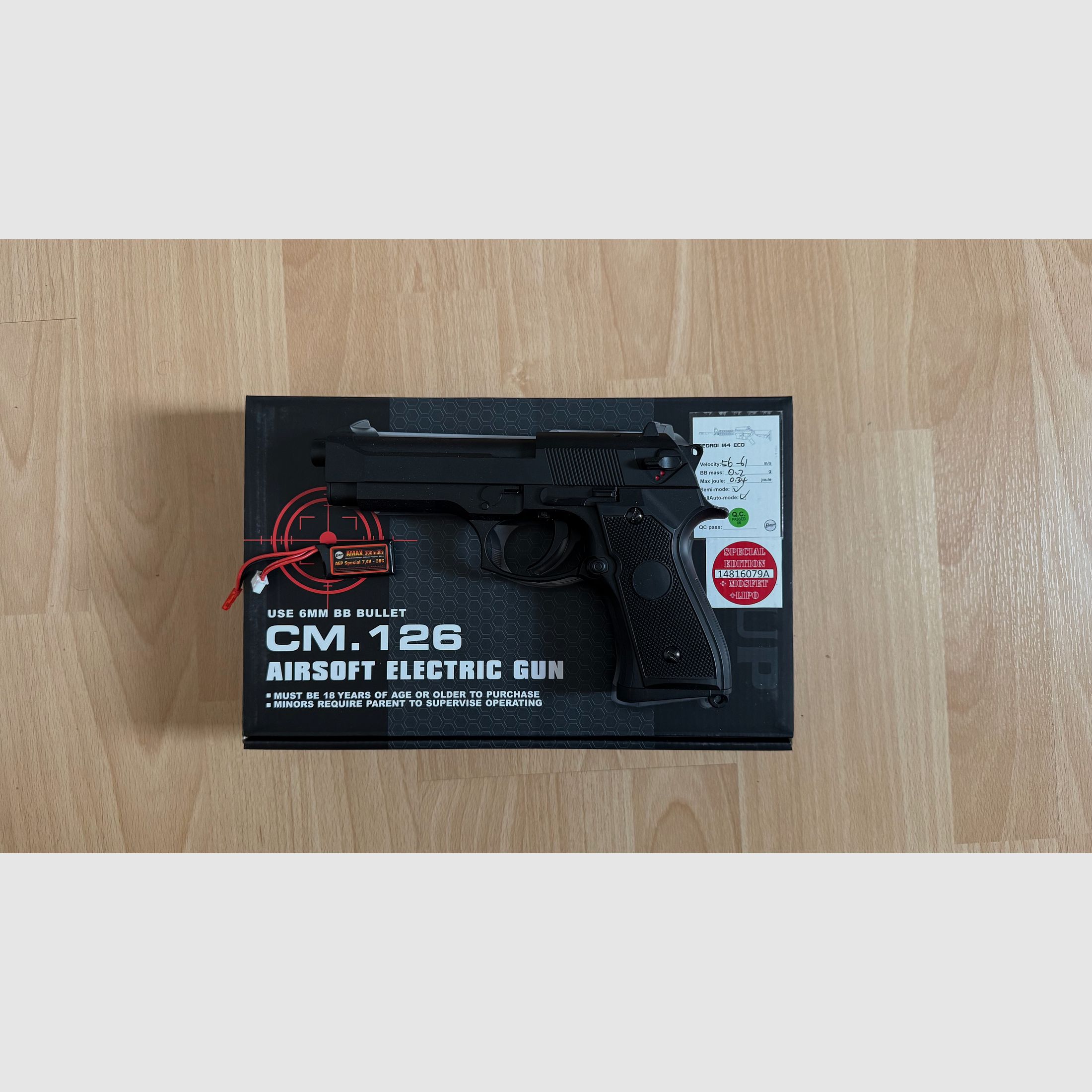 Cyma CM.126 "Gen. 2" AEP schwarz inkl. Mosfet und Akku