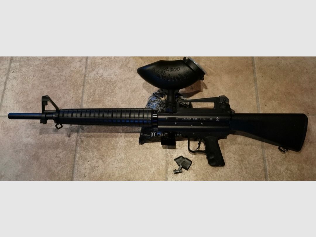 (FESTPREIS -VERSAND DEUTSCHLAND IM PREIS INKLUSIVE) Umarex M16-1 Cal.68 Paintball Markierer + Kugeln + Ersatzfeedneck