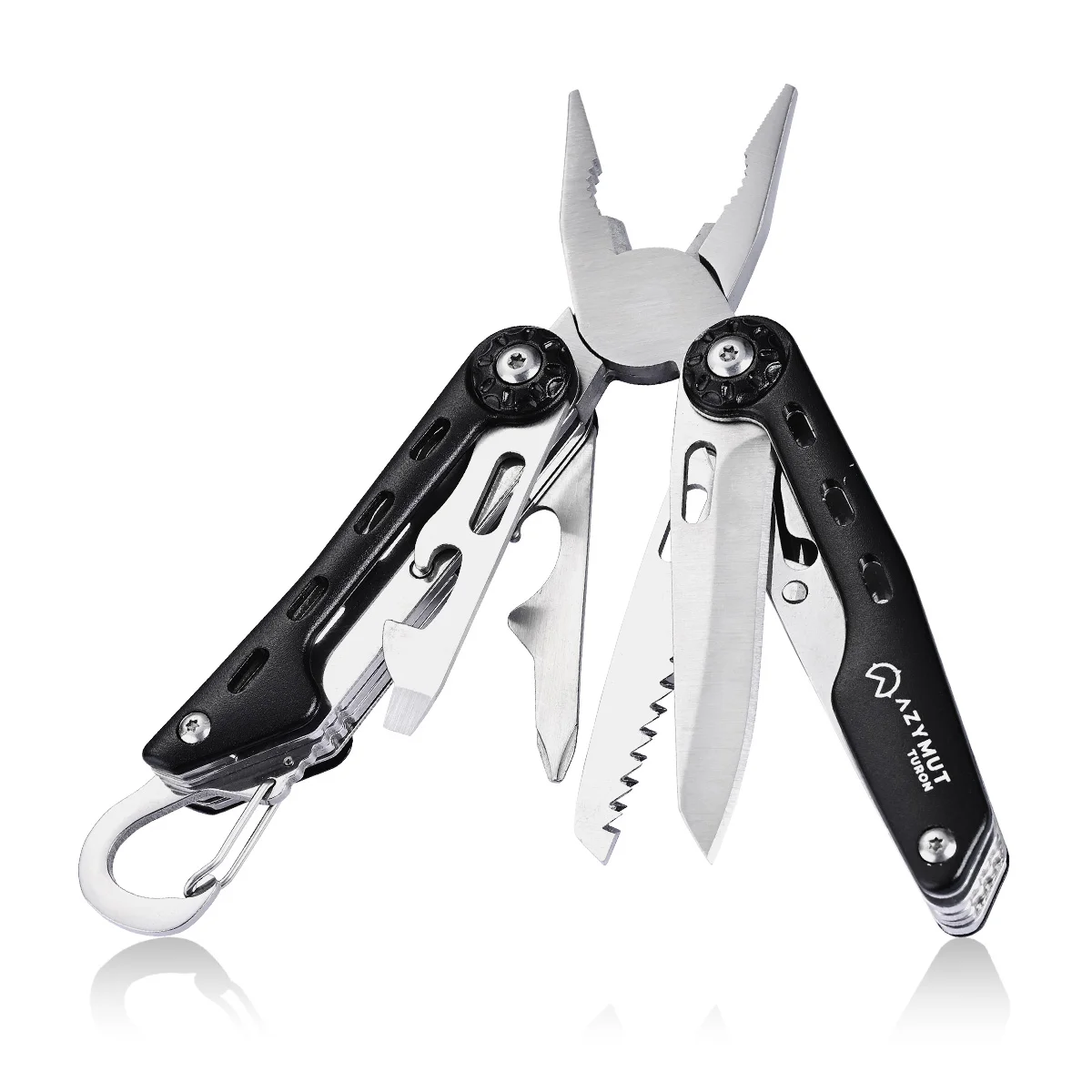 Multitool AZYMUT Turon – 10 Werkzeuge + Karabiner + Gürteltasche, Bild 2 von 20