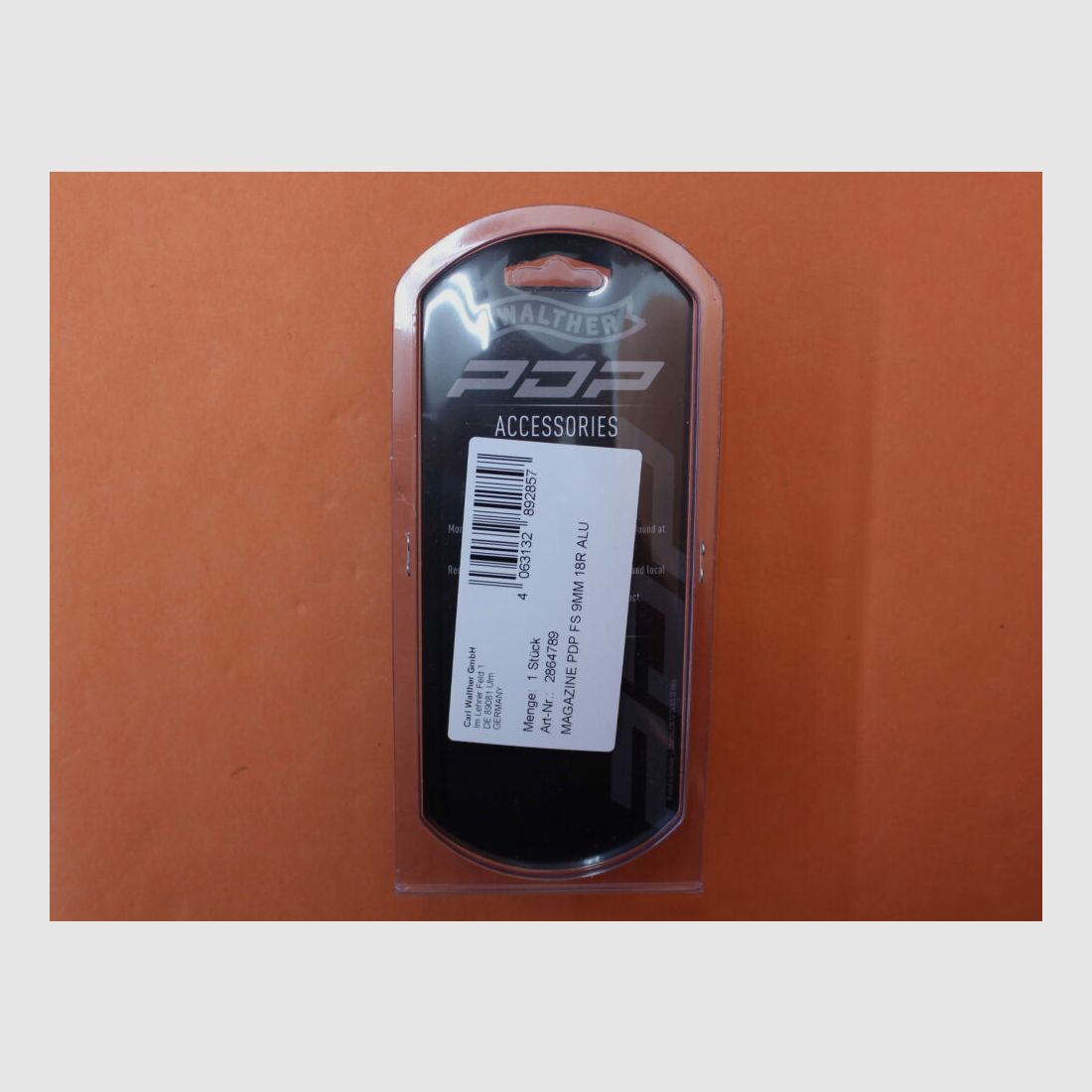 Walther Walther PDP Full Size: Magazin Walther 18-Schuss Stahl brüniert 9mmLuger m. Alu Boden
