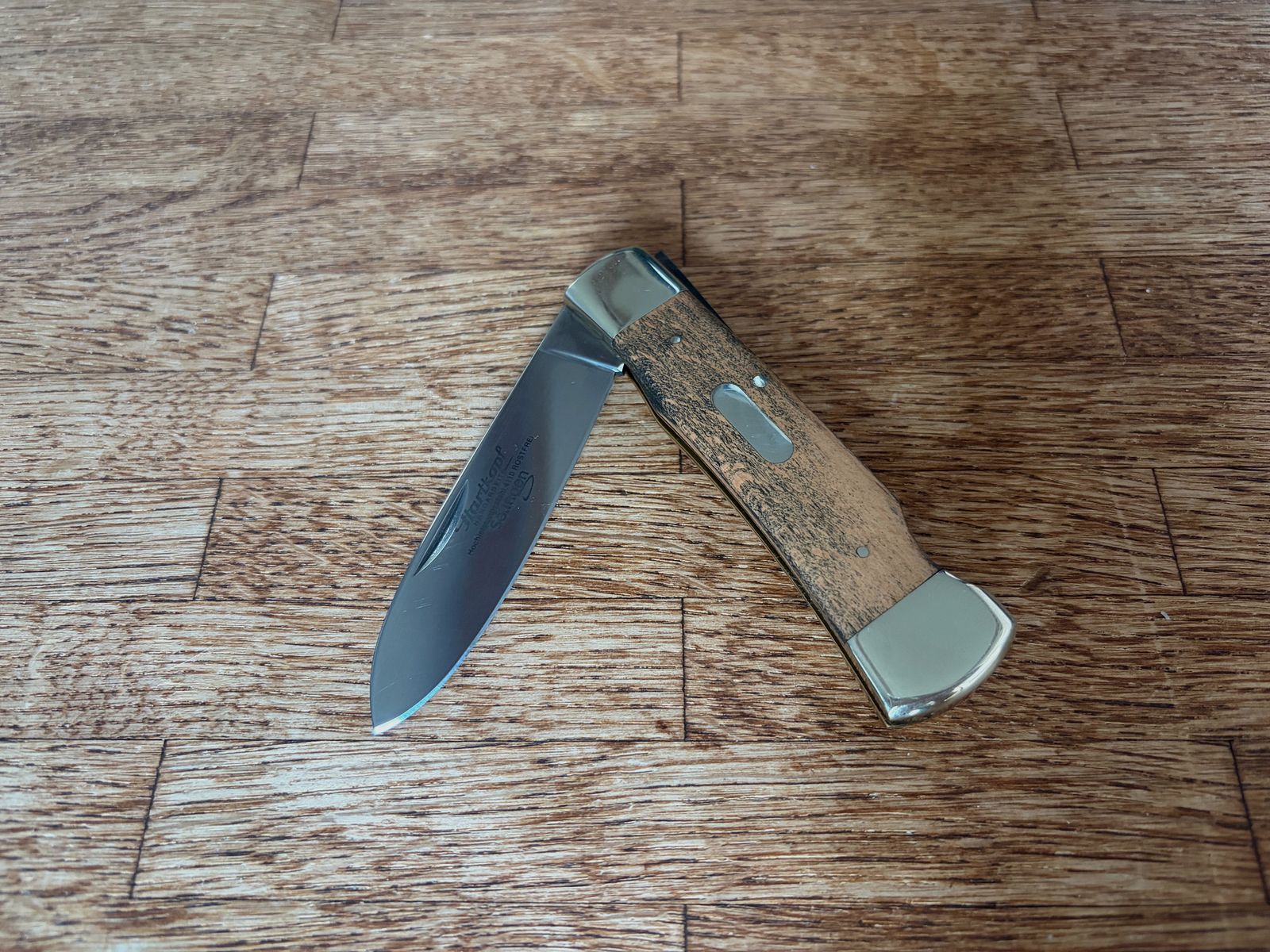 Cuchillo de bolsillo Hartkopf de madera de serpiente – Cuchillo de caballero de Solingen con herrajes de alpaca