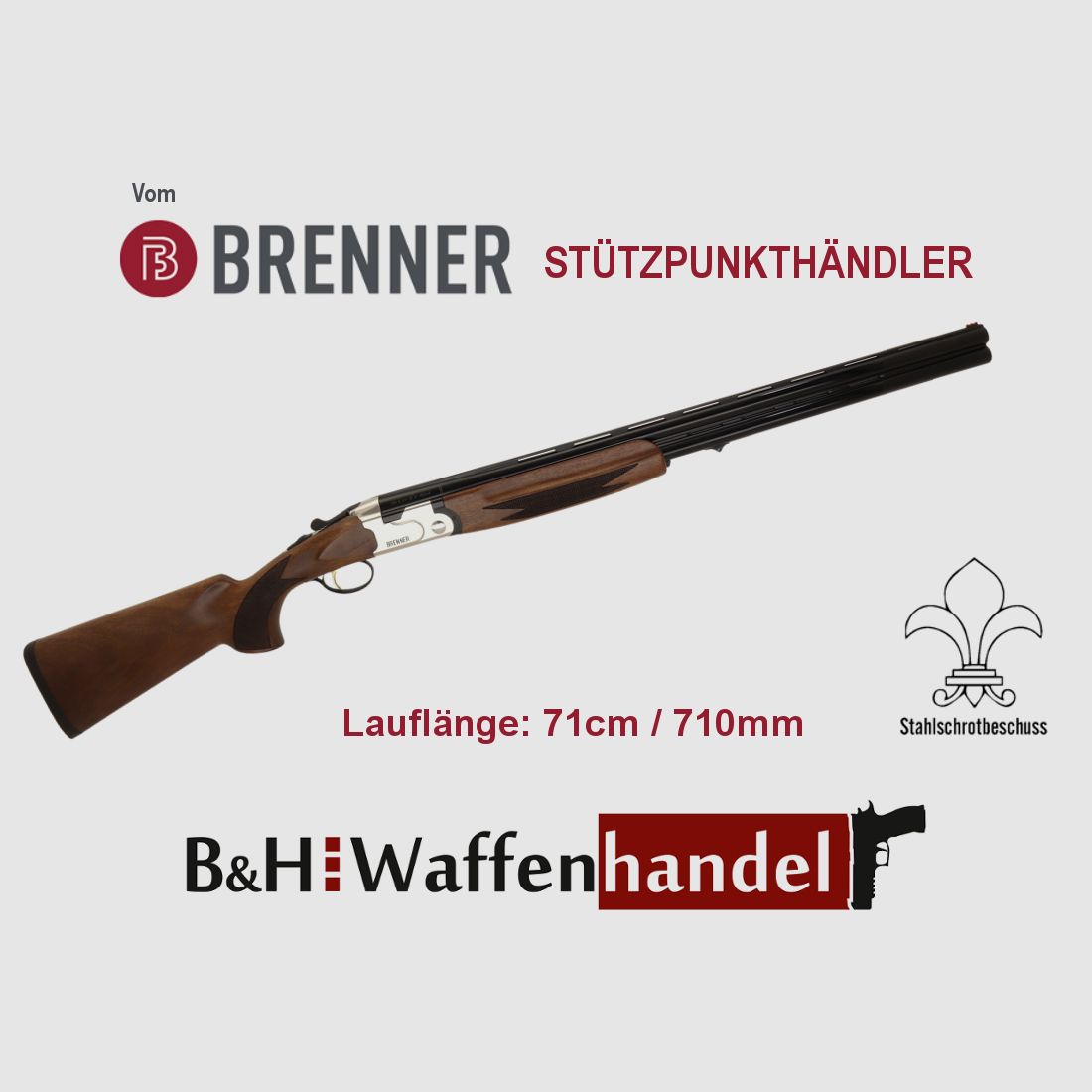 Neu, auf Lager: Brenner BF18 White 12/76 Stahlschrotbeschuss LL 71cm Bockflinte mit Flankenverschluss Ejektoren (Art.Nr.: BRE06-0020) Silber BF 18 BF-18 