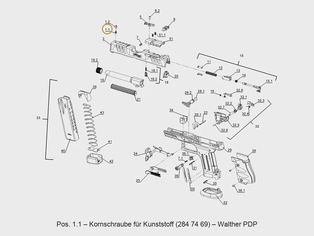 Walther PDP Kornschraube für Kunststoffkorn - Waffenhandel-Beck.de