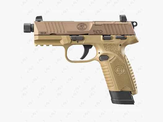 Pistolet semi-automatique à percussion annulaire FN HERSTAL 502 TACTICAL FDE calibre .22 LR