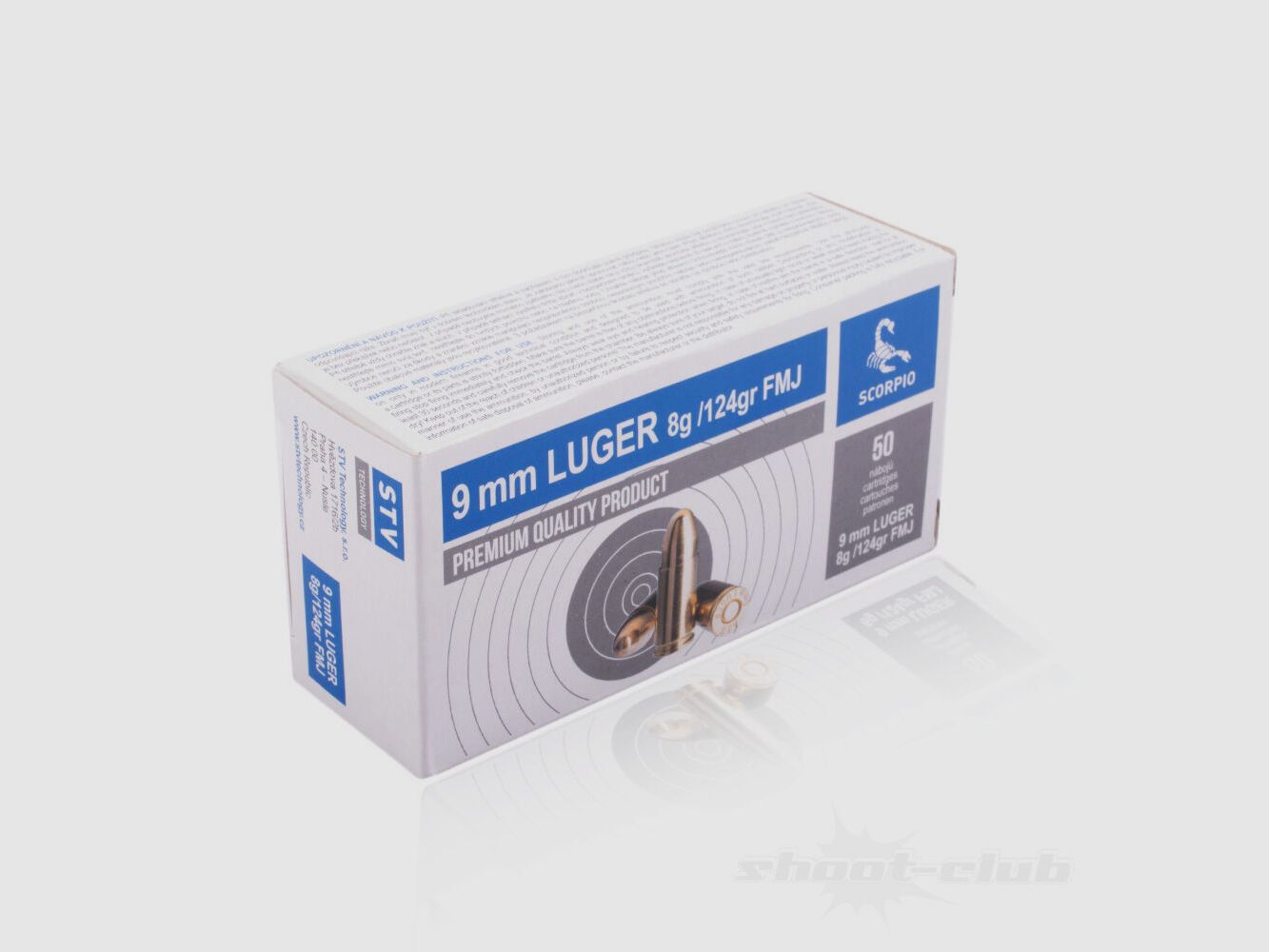 STV FMJ 124grs Patronen 9mm Luger 8,0g - 50 Stück