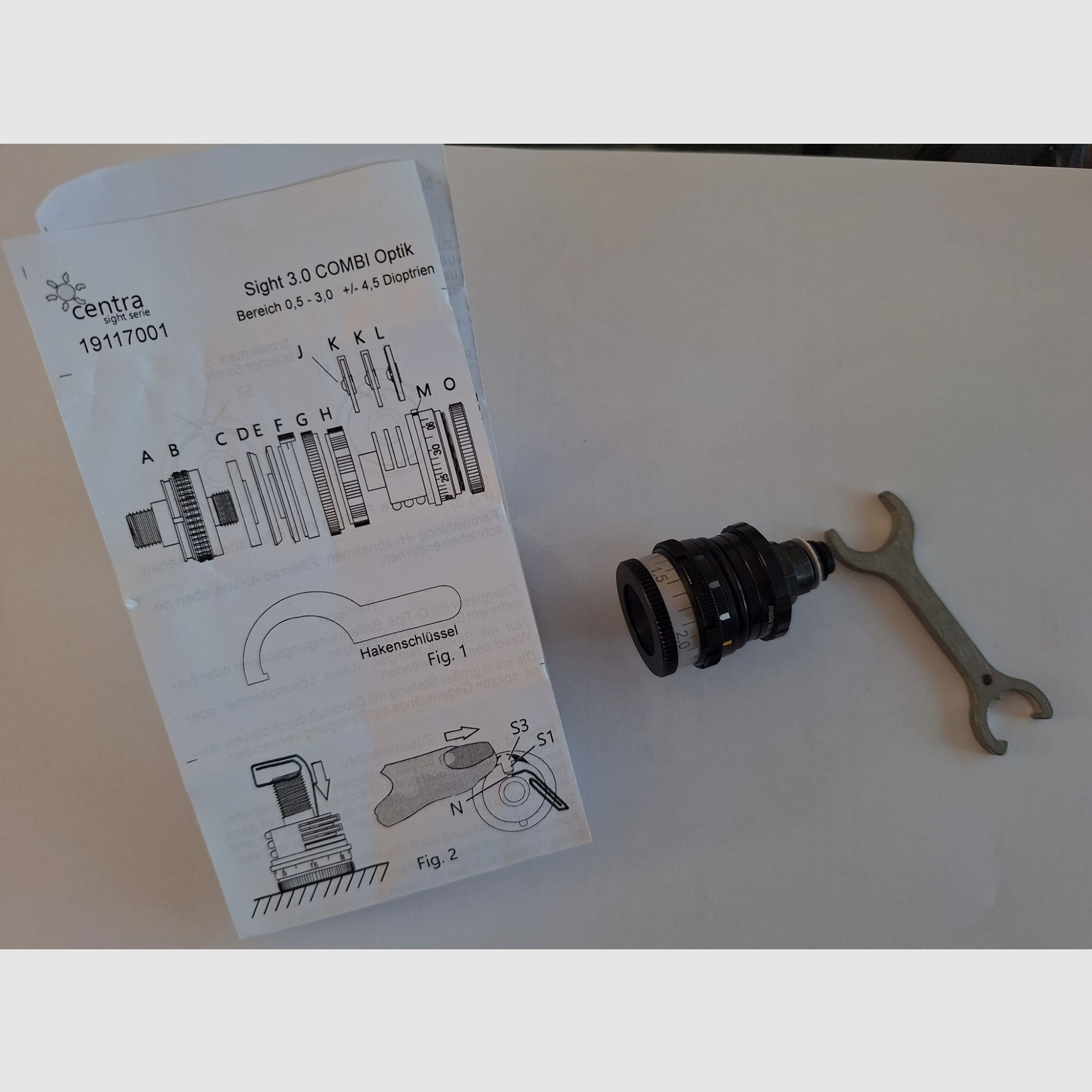 Centra Sight 3,0 Irisblende mit 5 Farbfilter + Dioptrien Ausgleich - 1,5 Fache Vergrößerung - Für Diopter Luftgewehr oder Kleinkaliber.