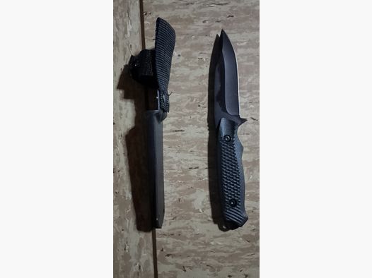 Outdoor Messer tauchen  stabiles Edelstahl Messer Camping klettern schwarz mit Messerscheide neuwertig aus Sammlung /2