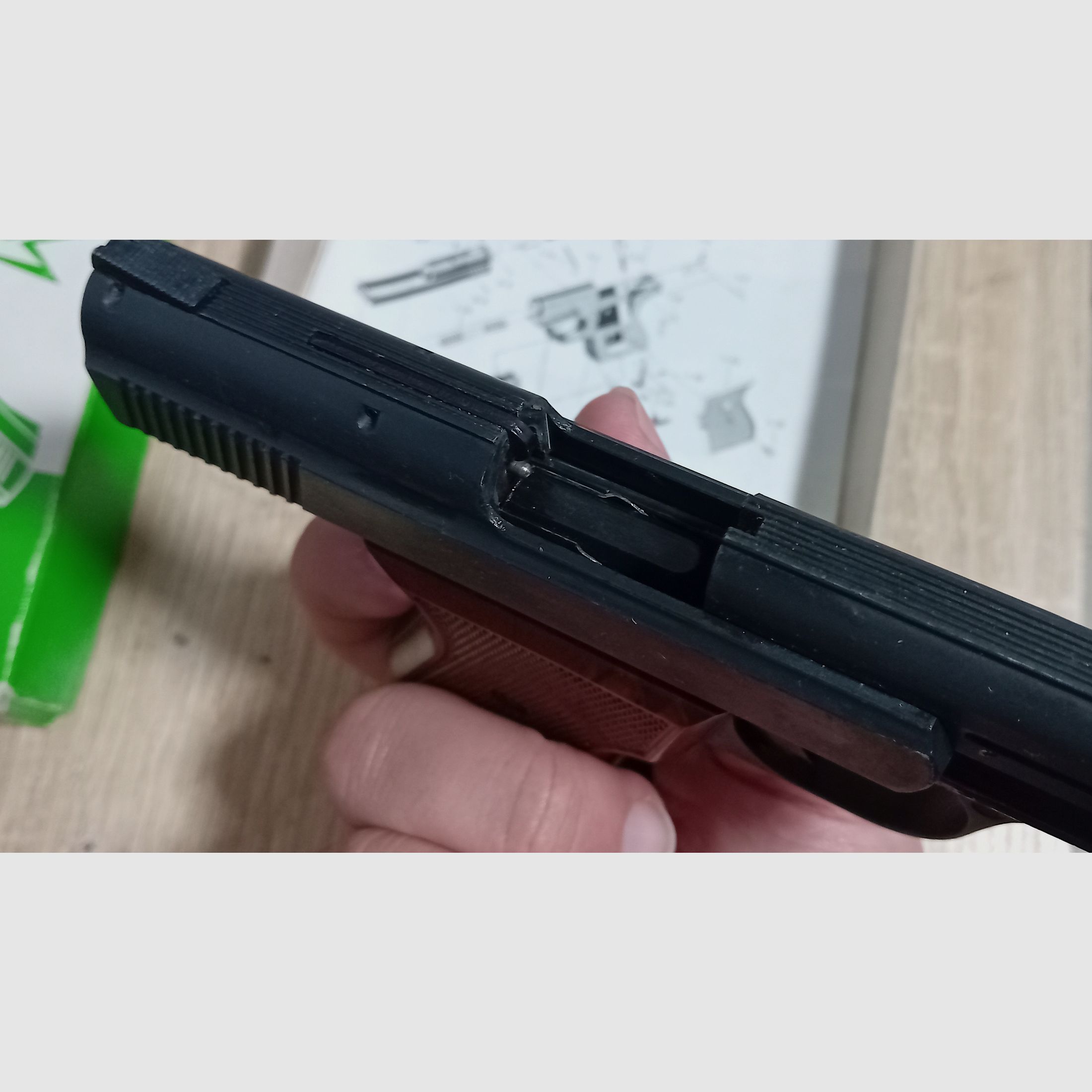 Alte Rhöner SM 15 Kal. 8 mm Knall im PTB 83/2 mit Verpackung!