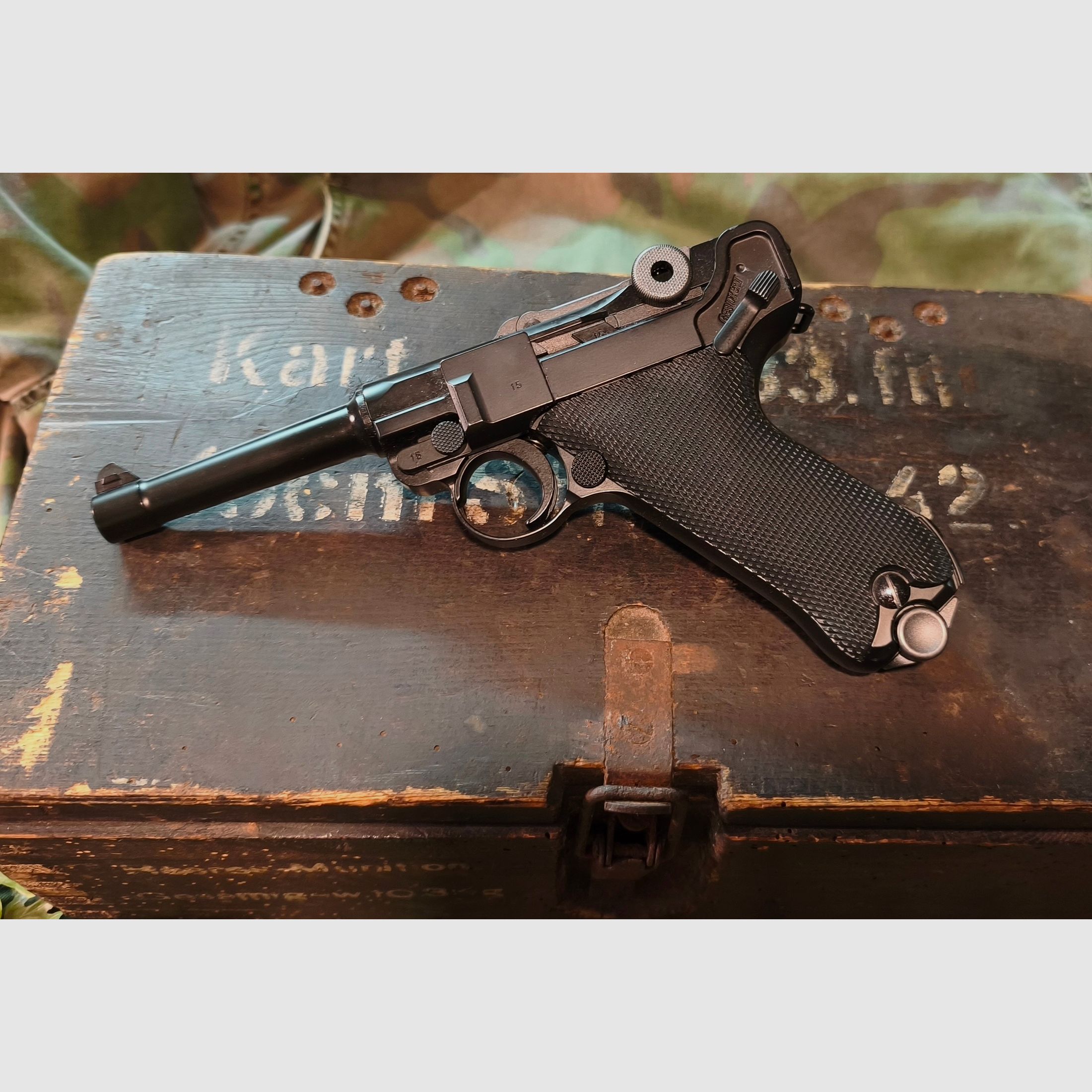 P08 Airsoft Vollmetall GBB 6mm BB noir - Version 4 pouces
