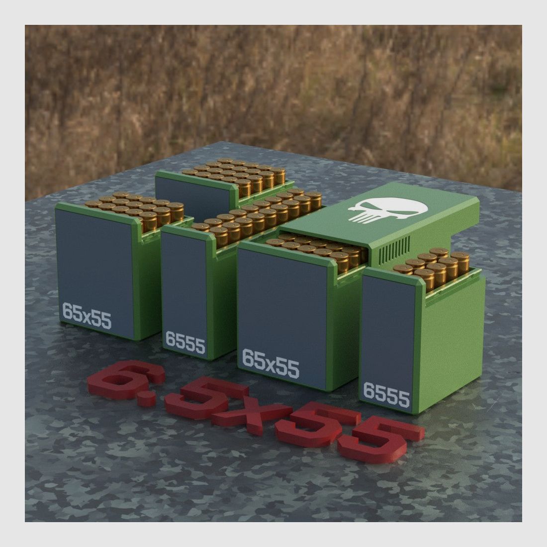 Filamelt Munitionsbox / Ammo 6.5x55 – Patronenbox für 50 Schuss, Made in Germany
