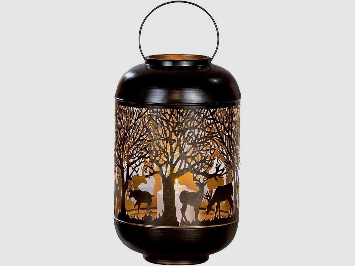 Gilde lantern silhouette deer motif metal