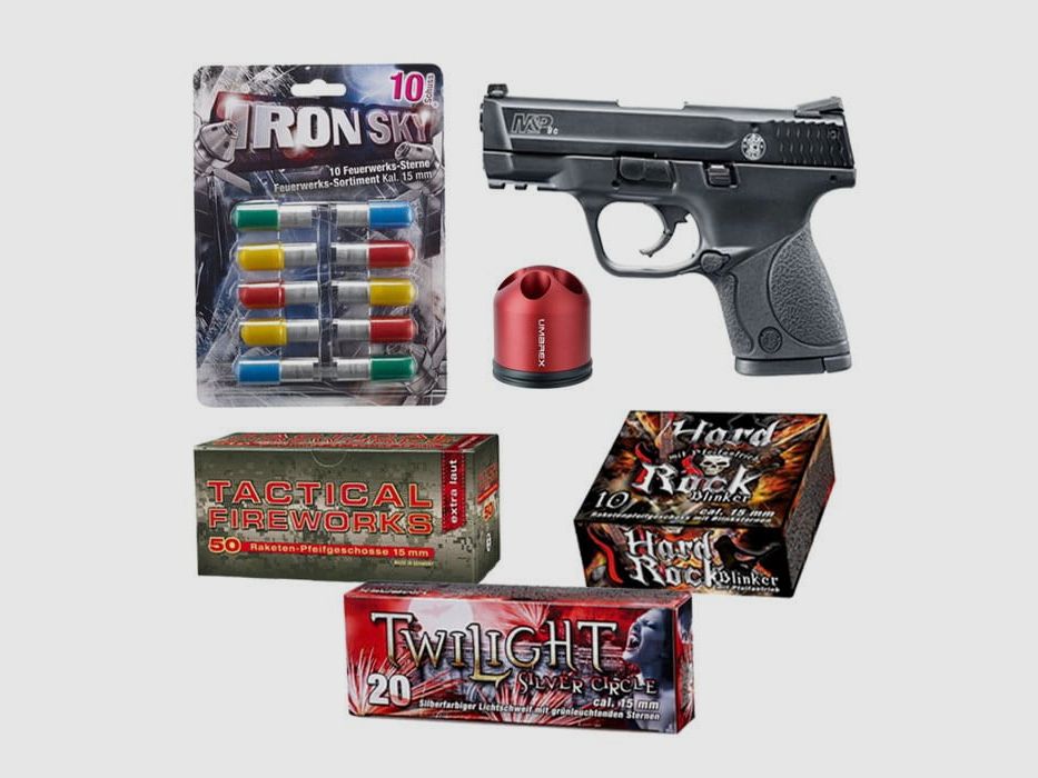Pistolet alarmowy Nowy Rok XXL zestaw 6
