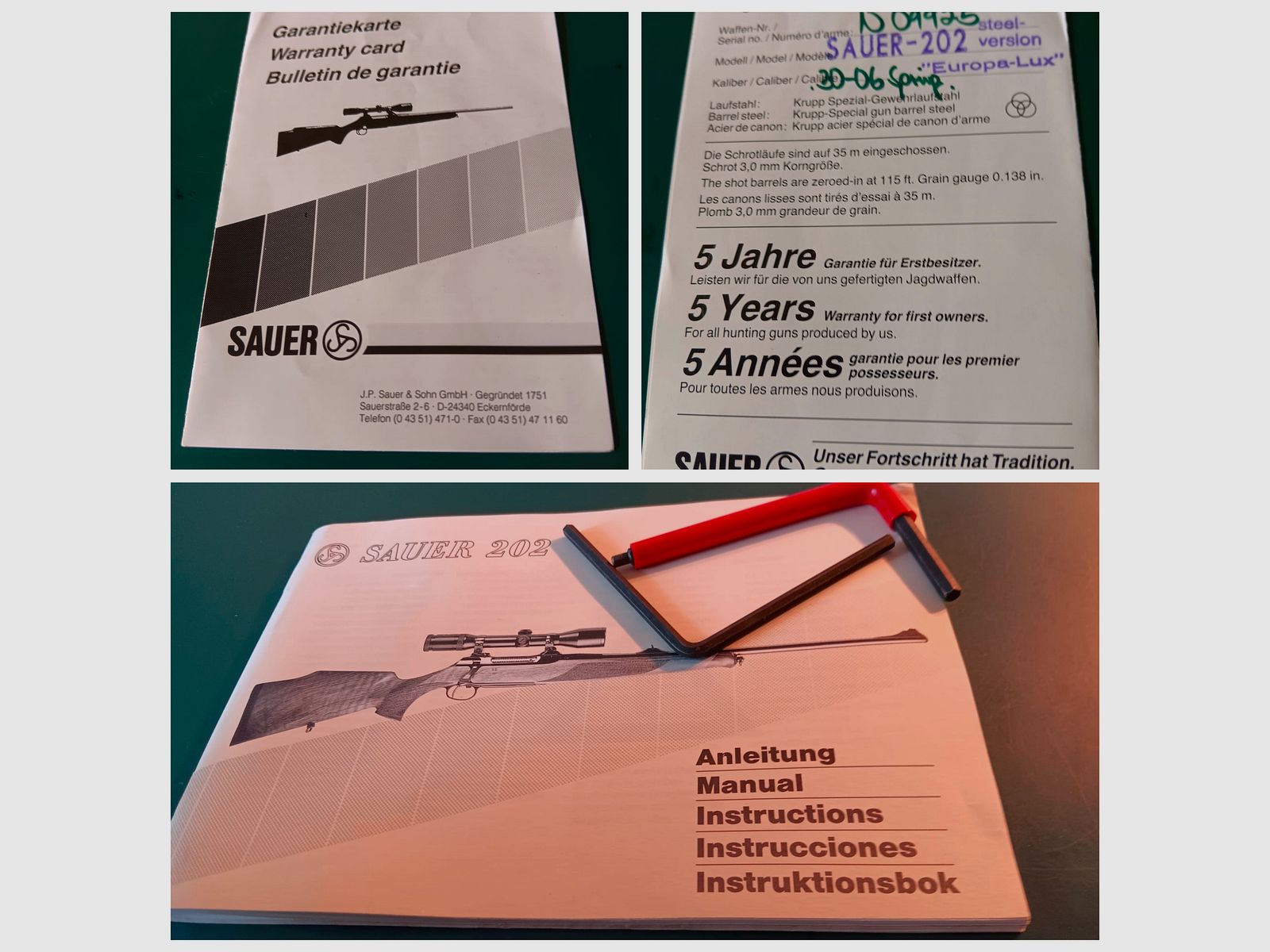 Sauer 202 Europa Lux, Kal. .30-06, uit 1e hand, met Schmidt@Bender en Docter Sight en meer.