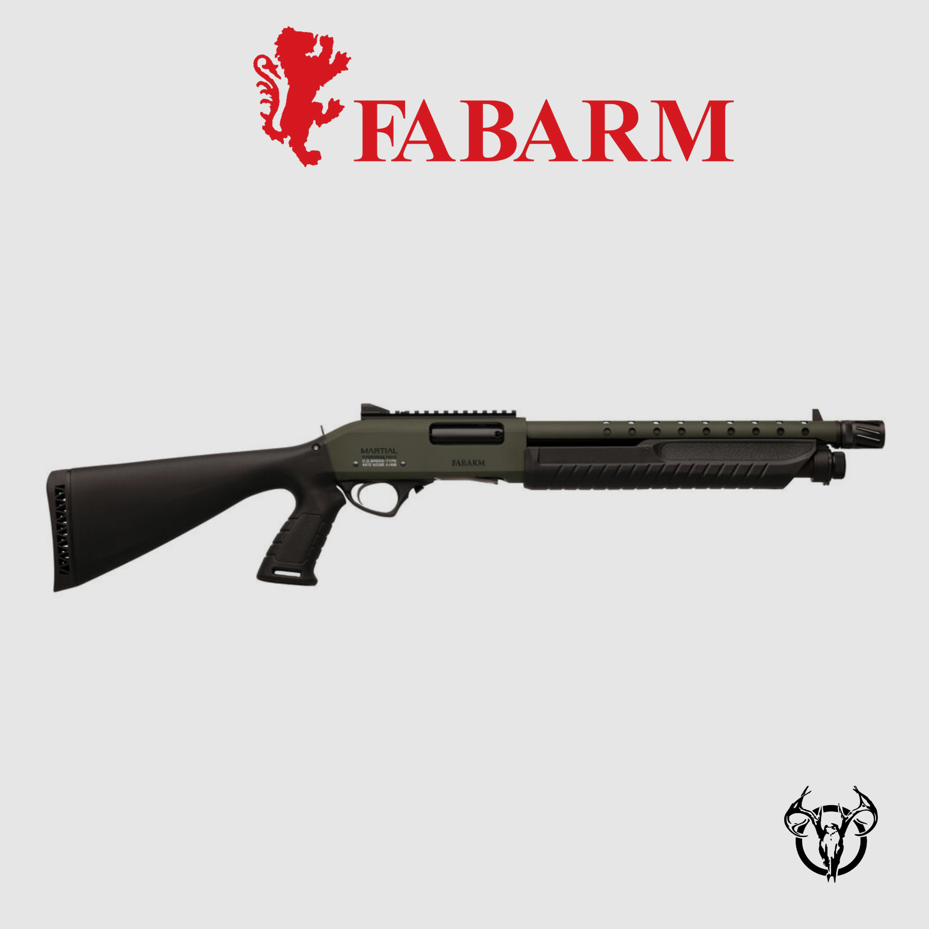 Vorderschaftrepetierflinte FABARM Martial OD Green Pro Forces-12×51-Mündungsbremse, Bild 1 von 2