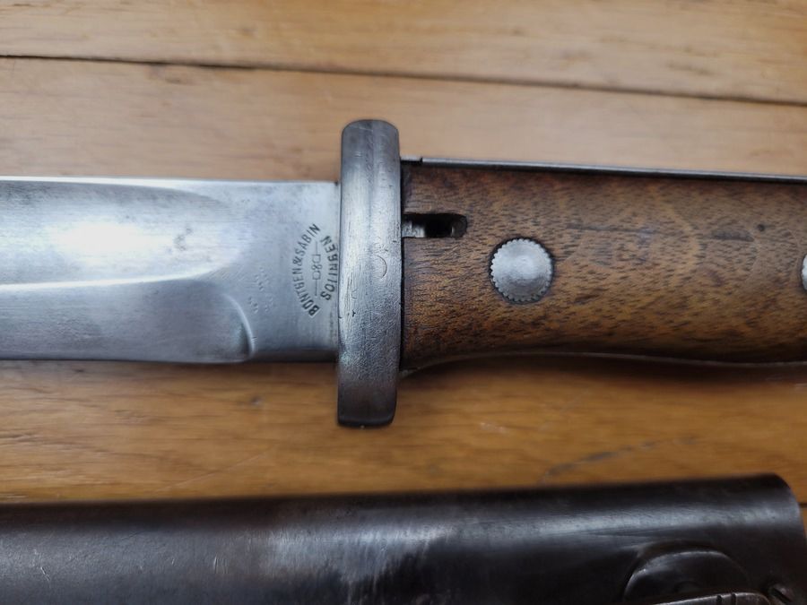 Seltene Bajonett 84/98 2. Typ – Herstellung „Bontgen & Sabin“ – Solingen – Originalscheide – 1. WK – sehr guter Zustand, Bild 1 von 18