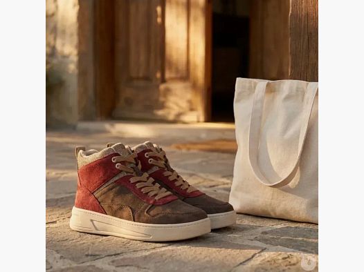Damen High-Top-Sneaker Bordeaux und Grün in den Größen 36 bis 41