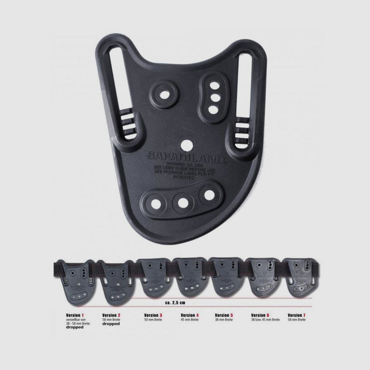 SAFARILAND Gürtelschlaufe Modell 567BL Schwarz Version 3 hoch sitzend = 50 mm Breite
