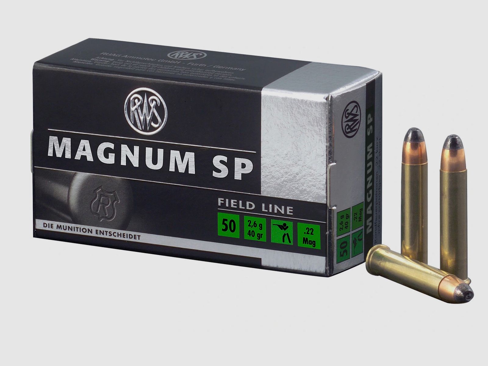 RWS 2133075 .22 Mag. Teilmantel-Hohlspitz 2,6g 40grs. Fieldline